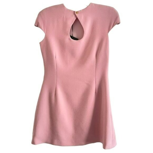 Versace $2125 Medusa Pink Capsleeve Gold Buttons Dress NWT Size IT 44 Medium - Picture 9 of 14
